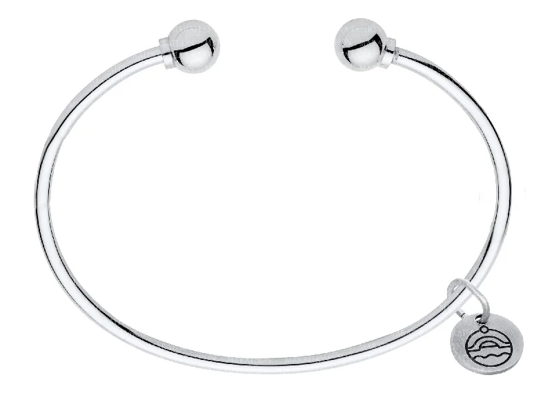 Bracelet with Silver Charms-Authentic Cape Cod Double Ball Cuff made by Lestage - All Sterling Silver