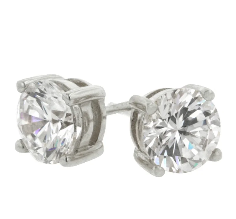 Bridal Earrings with Diamonds-Christa Round Cut Stud Earrings – 6.5mm  | 1ct | Sterling Silver