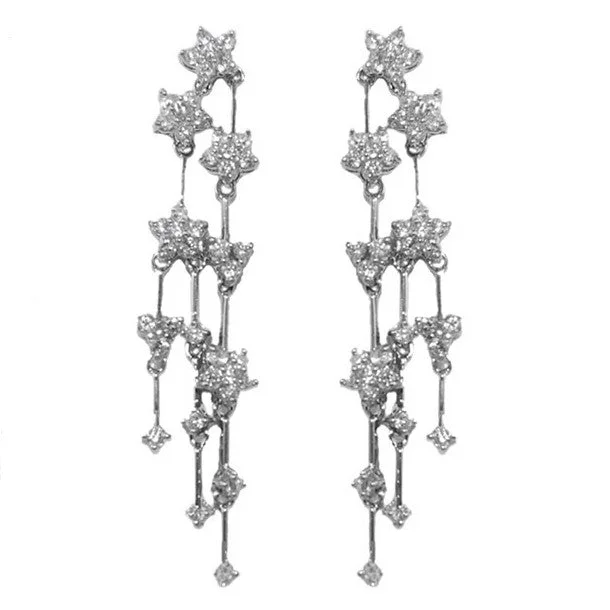 Statement Earrings for Bridesmaids-Indiece Cascade CZ Chandelier Earrings | 60mm