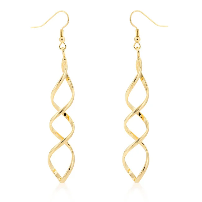 Minimalist Earrings-Casilda Gold Twist Dangle Earrings