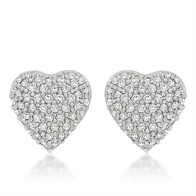 Simple Stud Earrings for Women-Kendal Pave Heart Stud Earrings  | 0.7ct