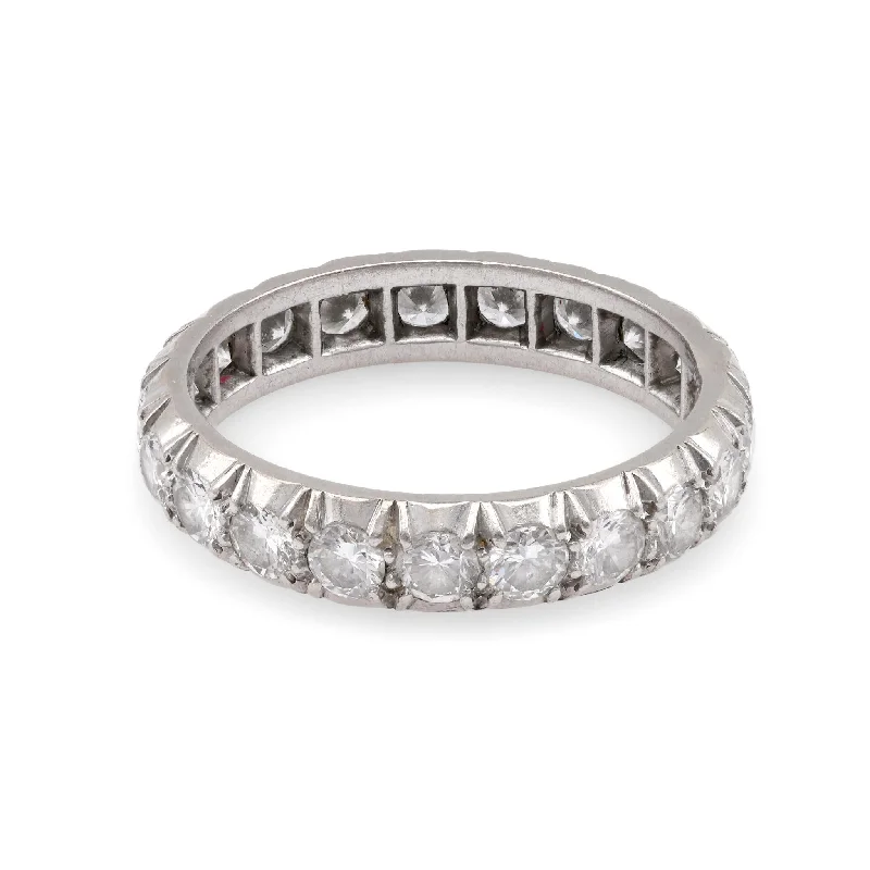 Custom Wedding Ring Set for Couple-French Art Deco Inspired Diamond Platinum Eternity Ring