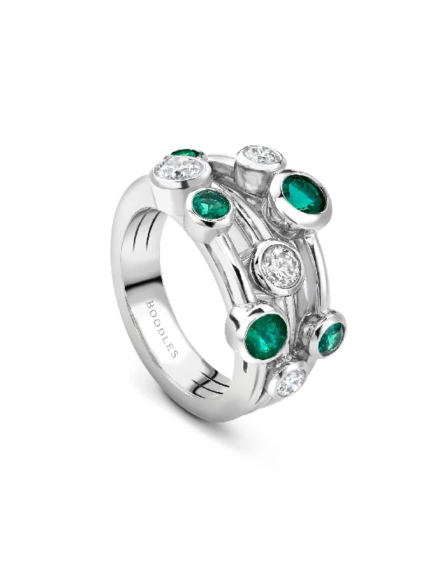 Silver Ring with Blue Sapphire-Raindance Classic Platinum Emerald Ring