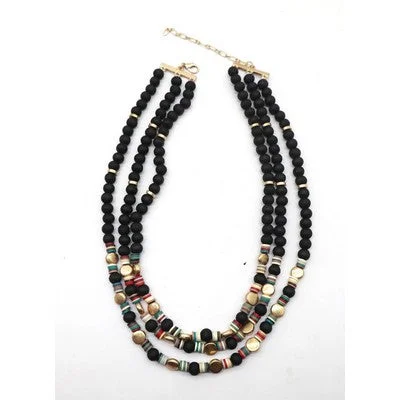 Vintage Gold Necklace-Meghan Browne Ethan Necklace -Black