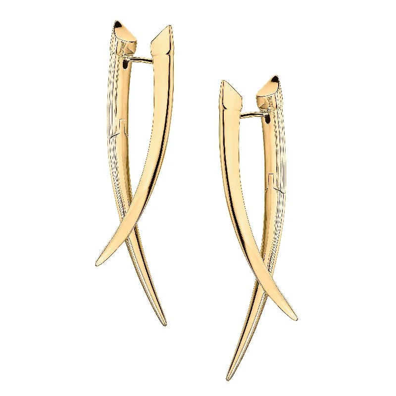 Geometric Dangle Earrings-Sabre Crossover Earrings - Yellow Gold Vermeil