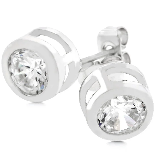 Spiral Earrings-Carol Round Bezel Stud Earrings – 5.5mm | 0.66ct