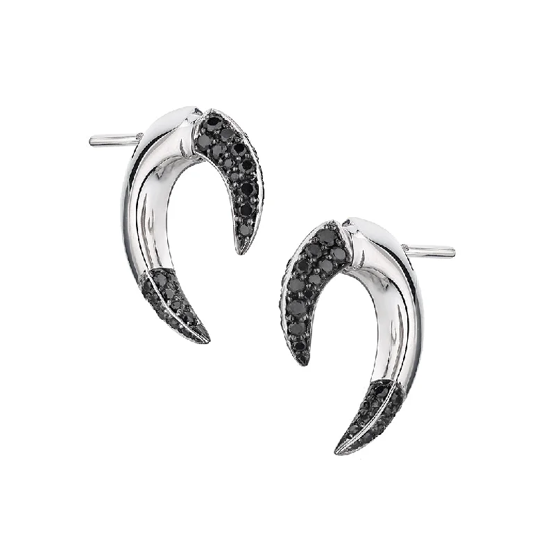 Flower Shaped Earrings-Talon Fine Earrings - 18ct White Gold & Black Diamond