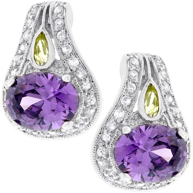 Retro Crystal Earrings-Dumia Majestic Amethyst CZ Earrings | 4.5ct