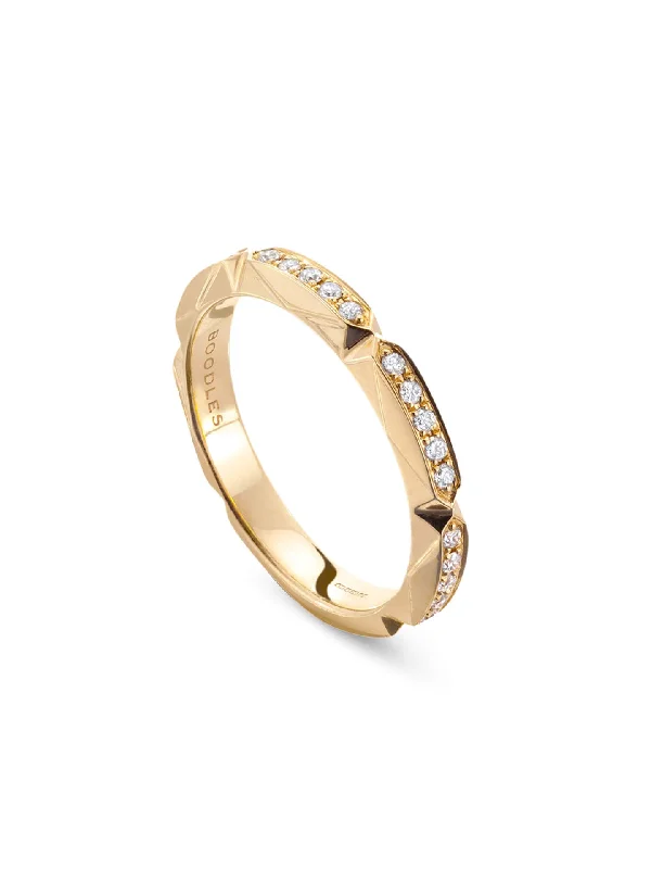 Gold Wedding Band for Men-Jazz Yellow Gold Diamond Ring