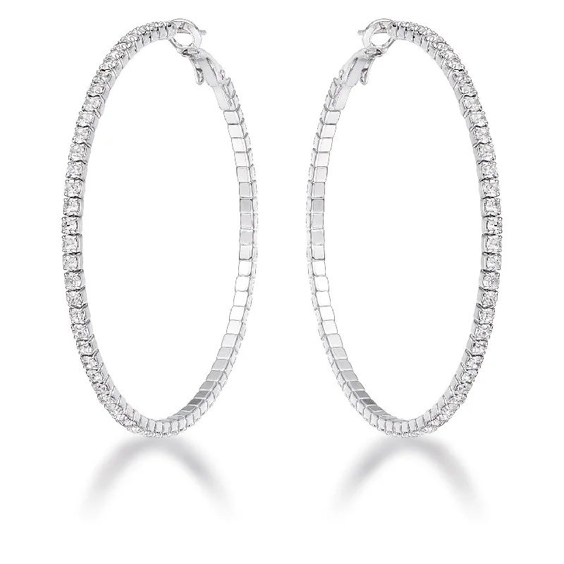 Gemstone Dangle Earrings-Clyotilde Chain Eternity Hoop Earrings | 3.8ct