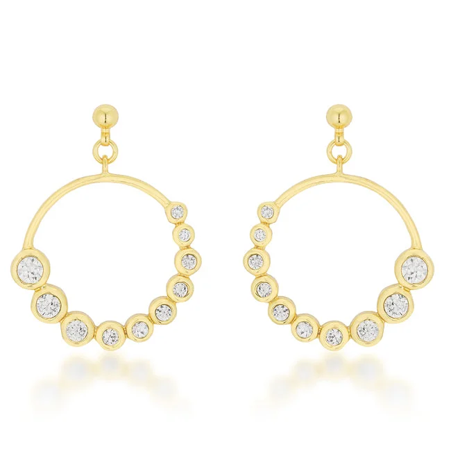 Silver Teardrop Earrings-Eria Gold Graduated CZ Circle Earrings | 1ct