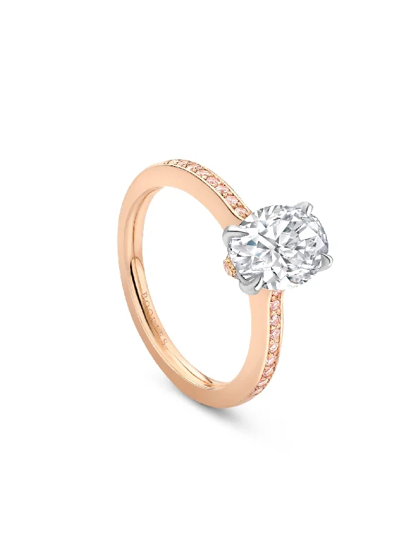 Bezel Set Engagement Ring-Classic Oval Diamond Rose Gold Engagement Ring