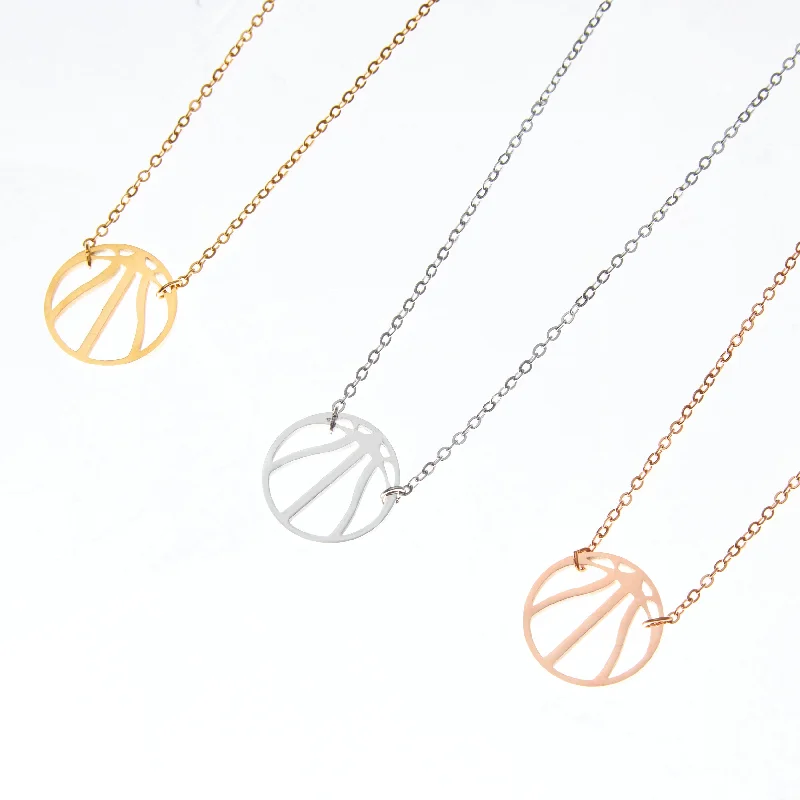 Long Beaded Necklace-Dainty Basketball Stainless Steel Necklace