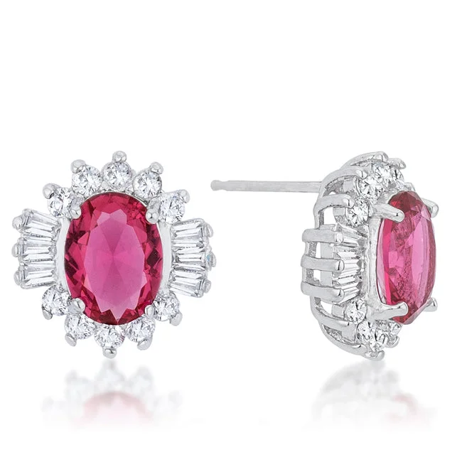 Sweet Earrings for Kids-Chrisalee Vintage Ruby Halo Earrings