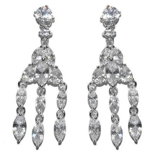 Luxury Crystal Earrings-Lichelle  Drapping Marquise Chandelier Earrings | 42mm