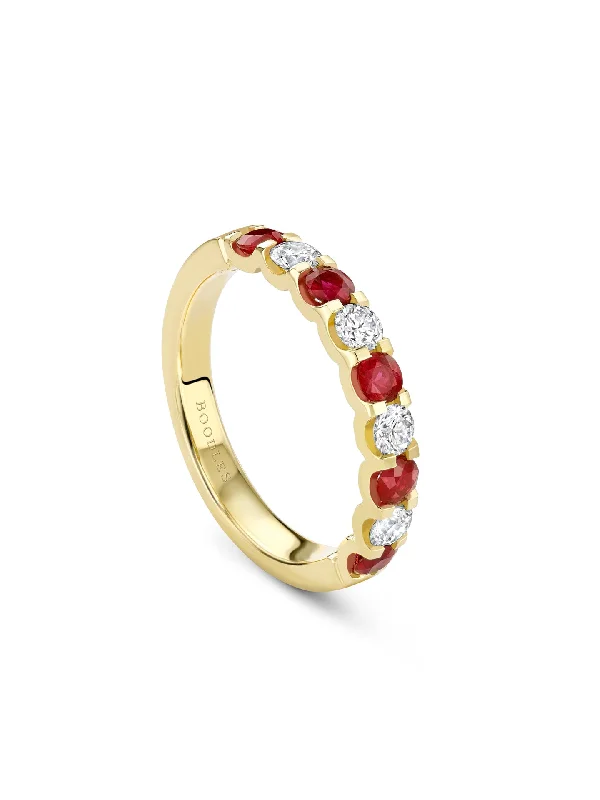 Large Emerald Ring-Classic Evermore Ruby Diamond Yellow Gold Eternity Ring