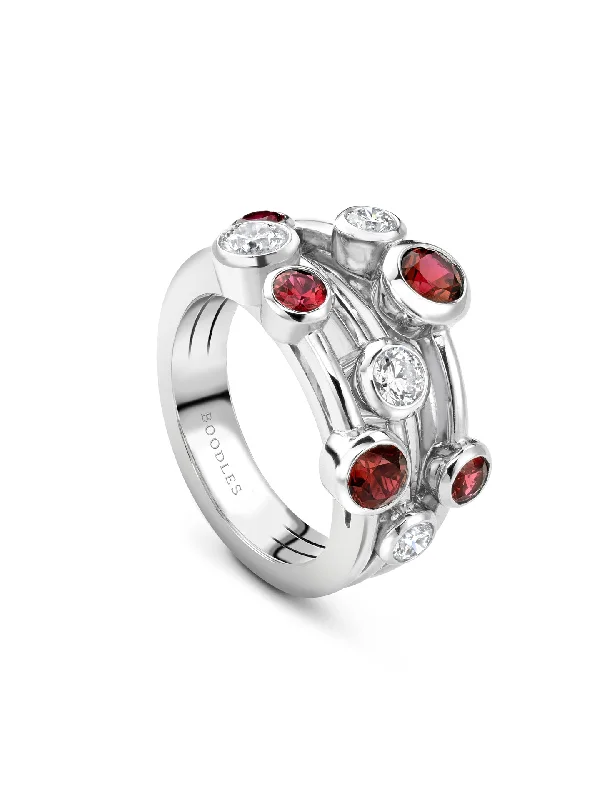 Birthstone Ring for Women-Raindance Classic Platinum Ruby Ring