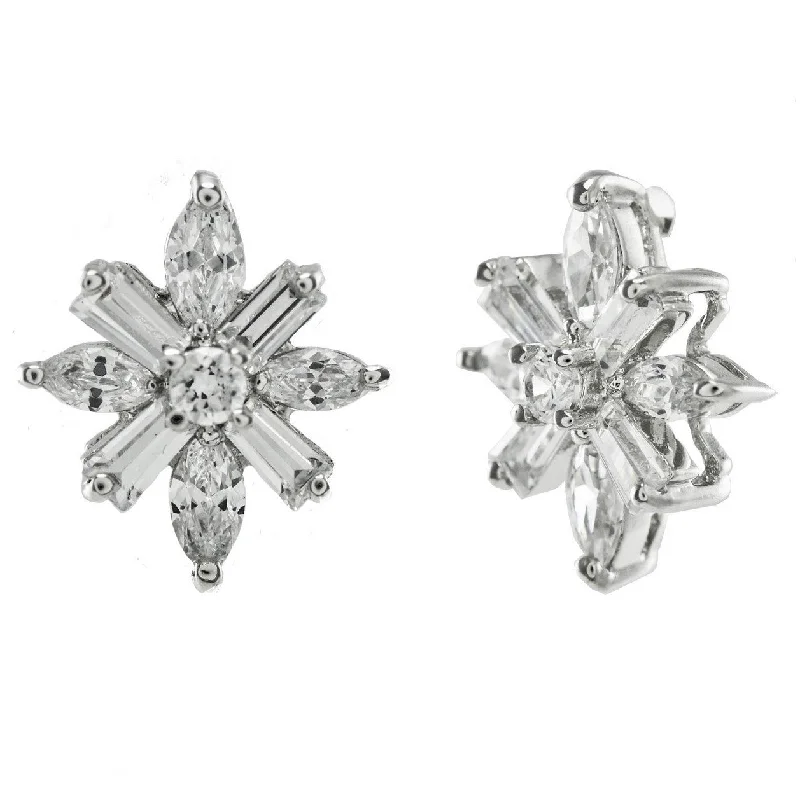 Gemstone Stud Earrings for Women-Batini Snowflake Cluster CZ Stud Earrings