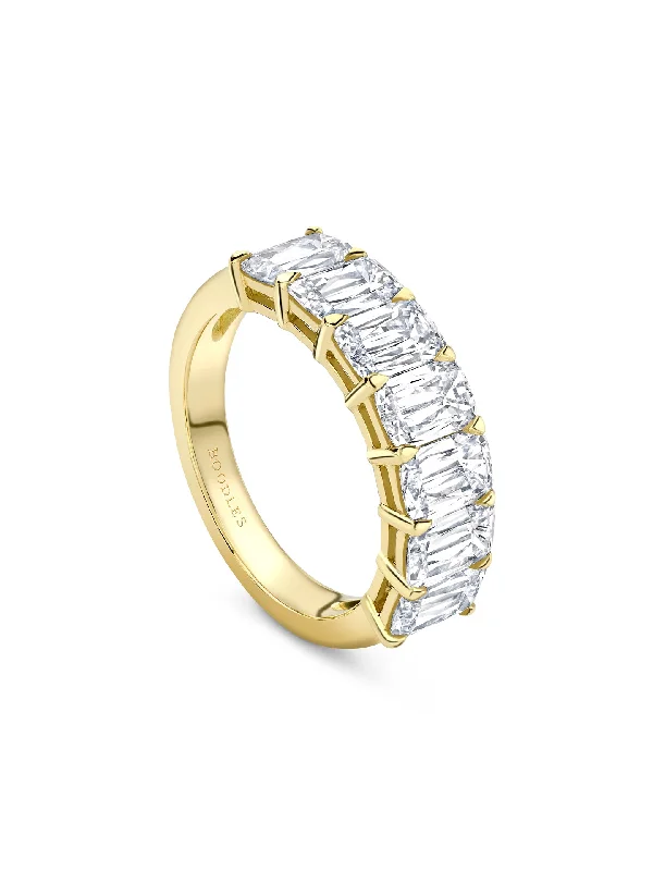 Black Diamond Engagement Ring-Ashoka Diamond Seven Stone Half Yellow Gold Eternity Ring