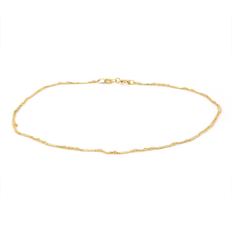 Gemstone Cuff Bracelet-PETITE YELLOW GOLD TWISTED MIRROR ANKLET