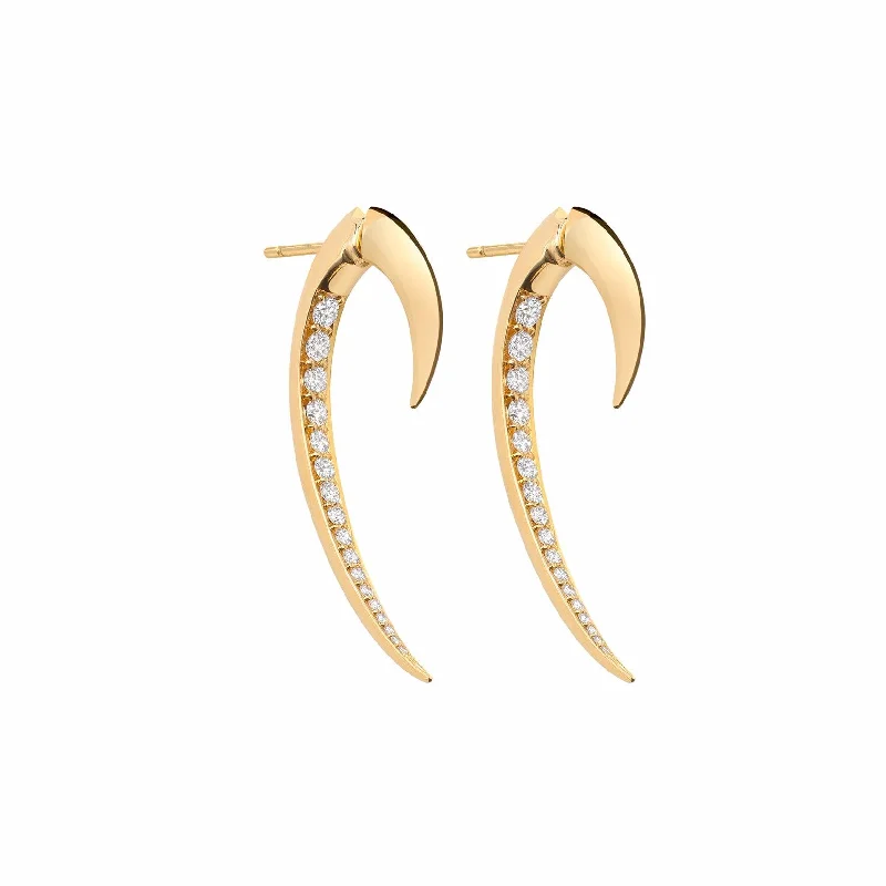 Large Hoop Earrings-Hook Fine Earrings - 18ct Yellow Gold & Diamond