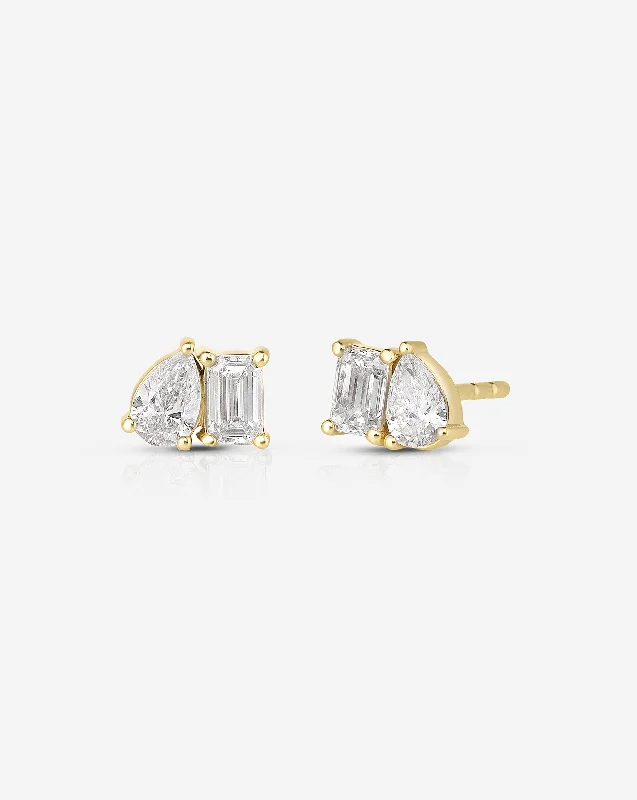 Custom Hoop Earrings-Toi et Moi Diamond Studs