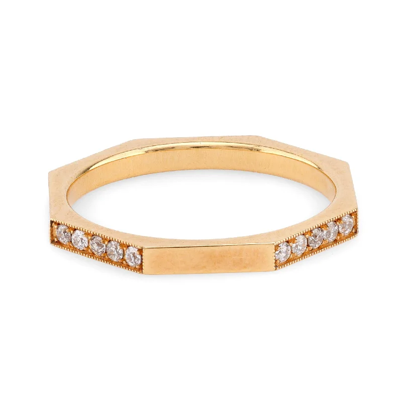 Personalized Promise Ring-Modern Diamond 18K Yellow Gold Eternity Ring