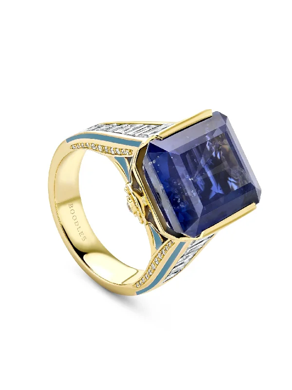 Modern Diamond Ring-A Family Journey Paris Tuileries Sapphire Yellow Gold Ring