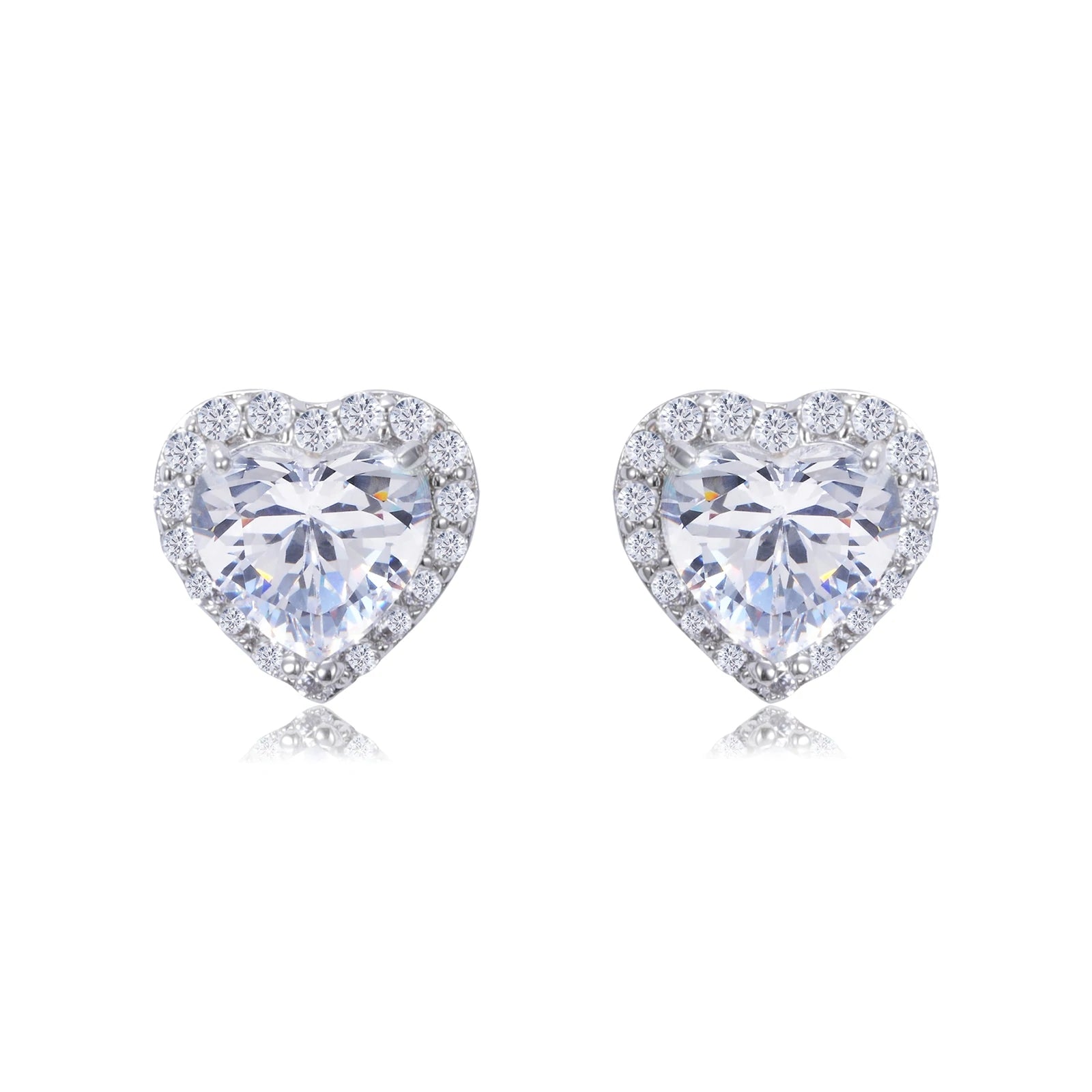 Classic Gold Earrings-Maria 11mm Heart Halo Stud Earrings | 1.2ct