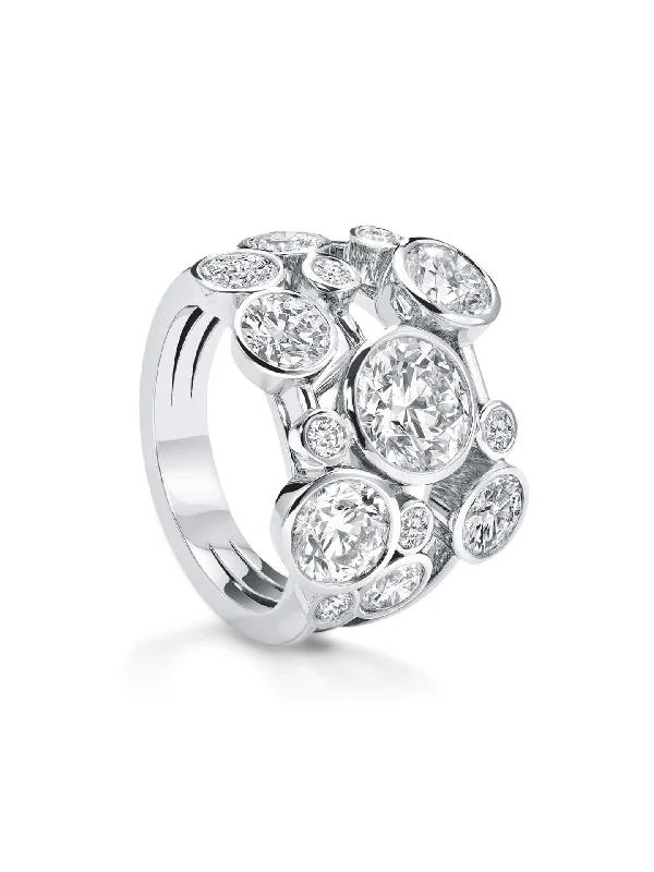 Silver Wedding Band with Diamonds-Raindance Platinum Diamond Mega Ring