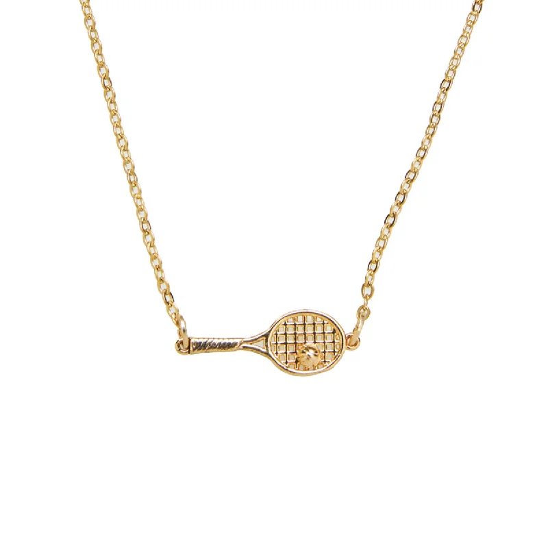 Luxury Pearl Necklace-Tennis Racket Pendant Necklace 18K Gold