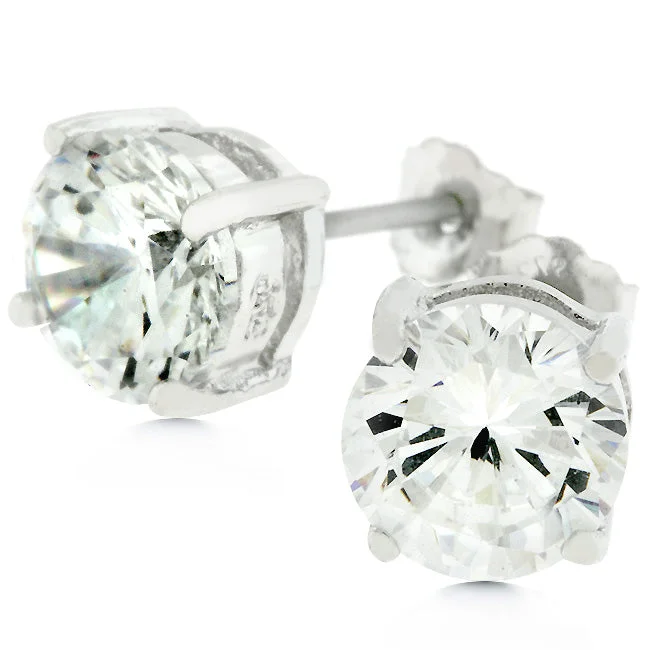 Pink Stone Earrings-Blossom Clear Round Cut Stud Earrings – 7mm | 1.5ct | Sterling Silver