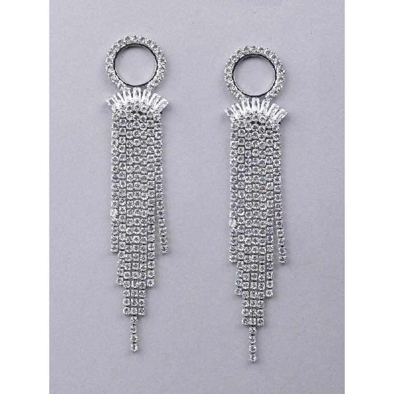 Freshwater Pearl Earrings-Odette Silver Crystal Tassel Drop Earrings