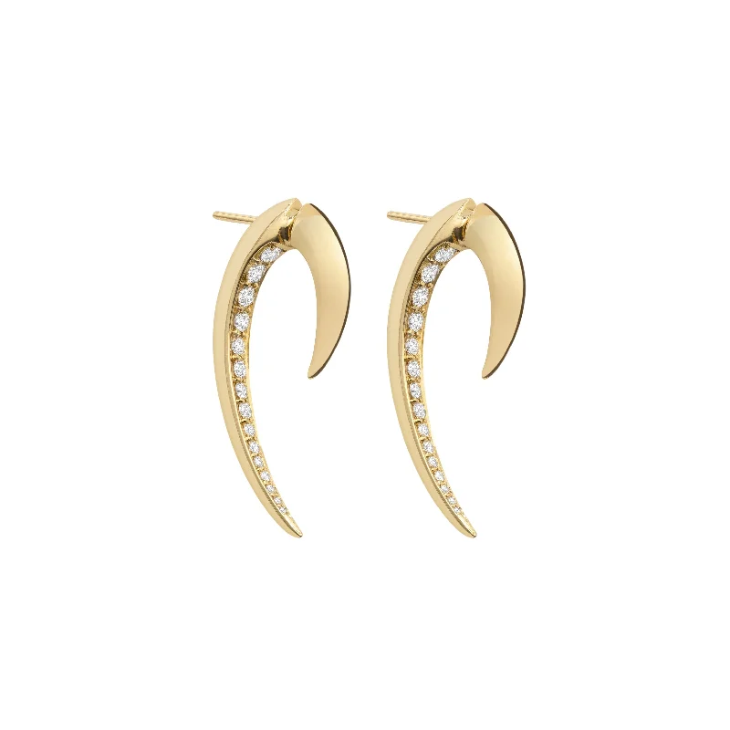 Classic Pearl Earrings-Hook Fine Small Earrings - 18ct Yellow Gold & Diamond