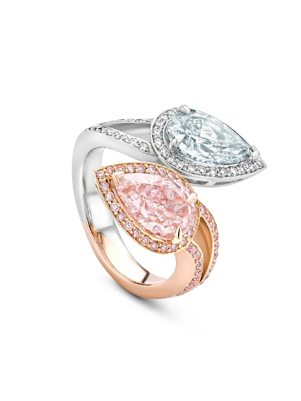 Unique Wedding Band-Gemini Pink Diamond Ring