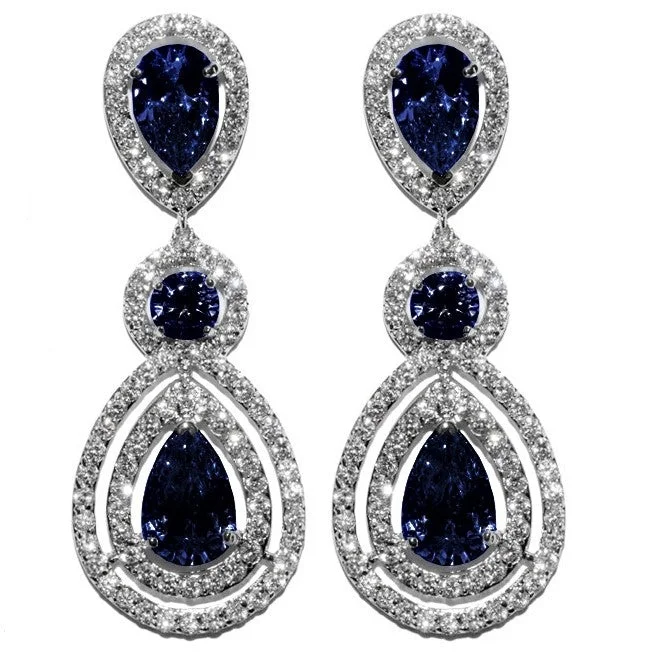 Small Crystal Earrings-Louisa Sapphire Chandelier Earrings