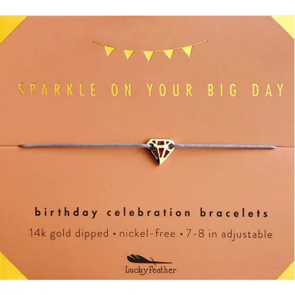 Customizable Birthstone Bracelet-Lucky Feather Gold Bracelet Sparkly Birthday