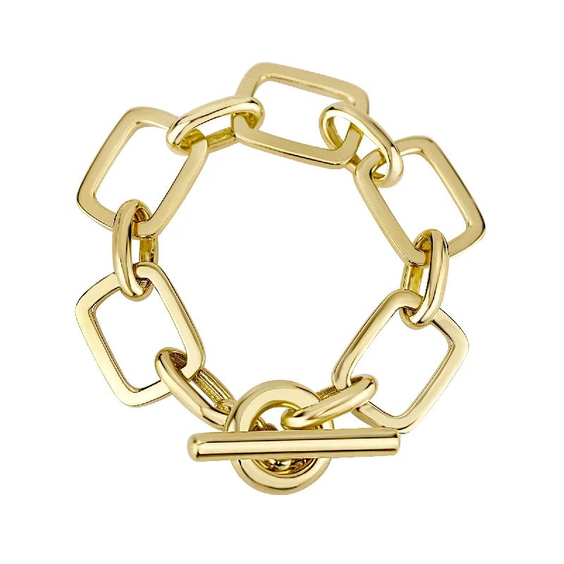 Gold Cuff Bangle-Toggle Bracelet - Gold (2275B)