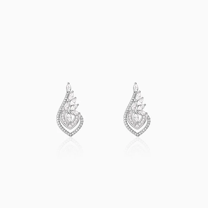 Acrylic Hoop Earrings-Silver Wing It Earrings