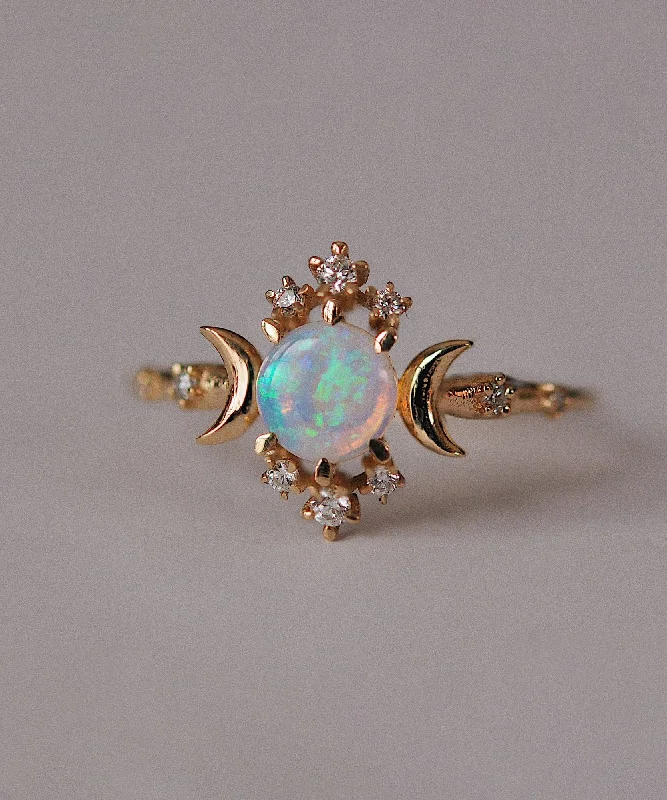 Custom Diamond Ring-Opal Wandering Star Ring