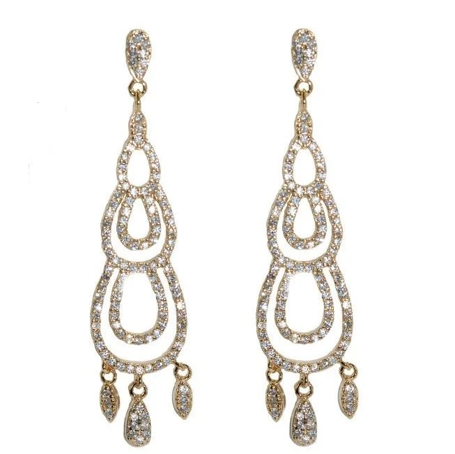 Abstract Shape Earrings-Janalyn CZ Gold Chandelier Earrings | 18k Gold