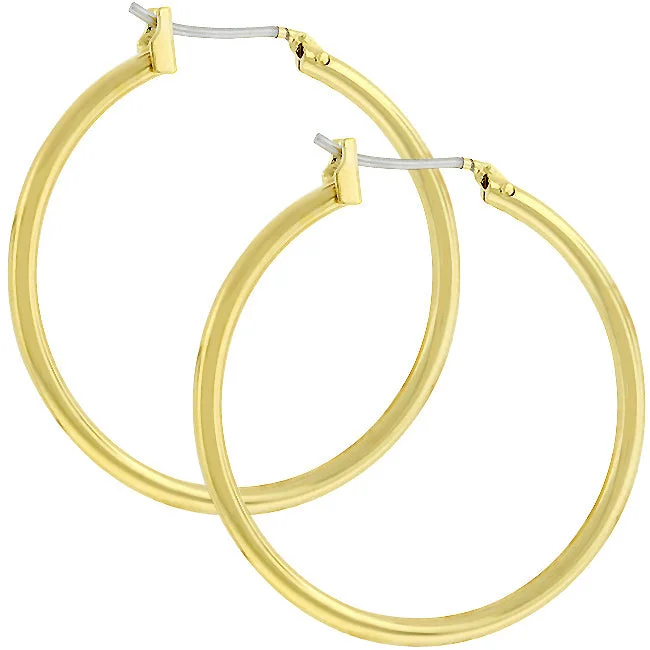 Sterling Silver Stud Earrings-Glem Small Gold Hoop Earrings | 32mm