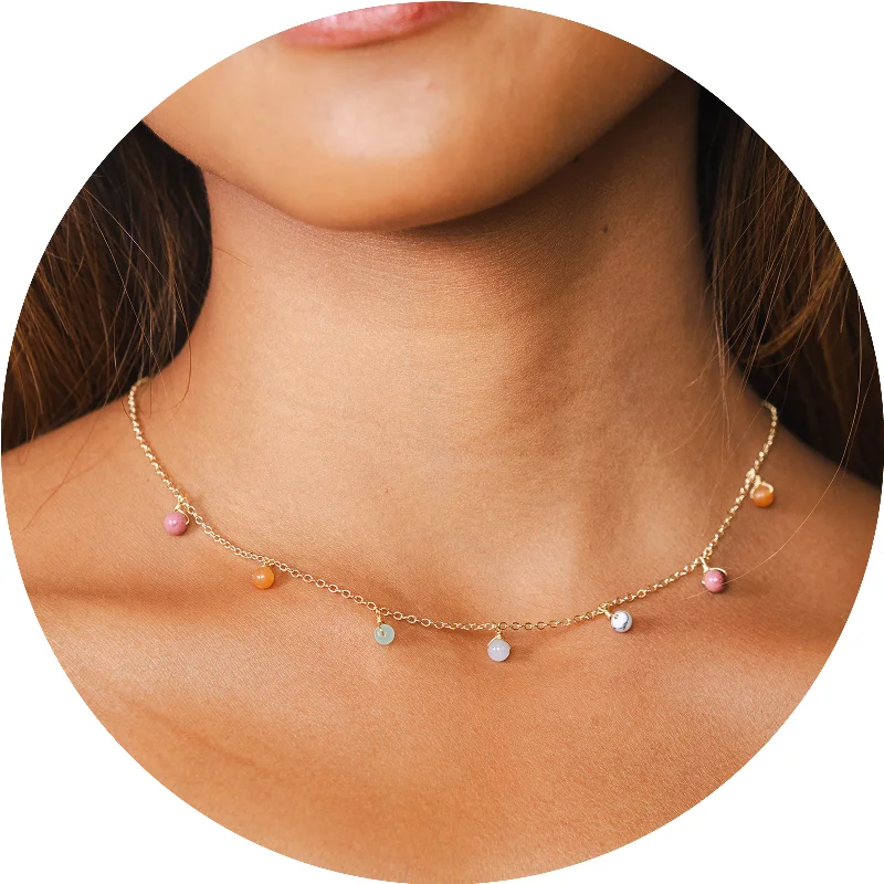 Classic Diamond Necklace-Balance + Inner Peace Dewdrop Necklace