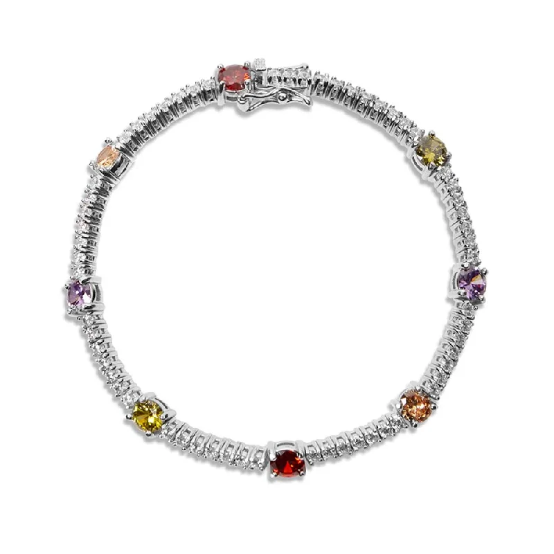 Silver Chain Bracelet-THE MULTI COLOR TENNIS BRACELET