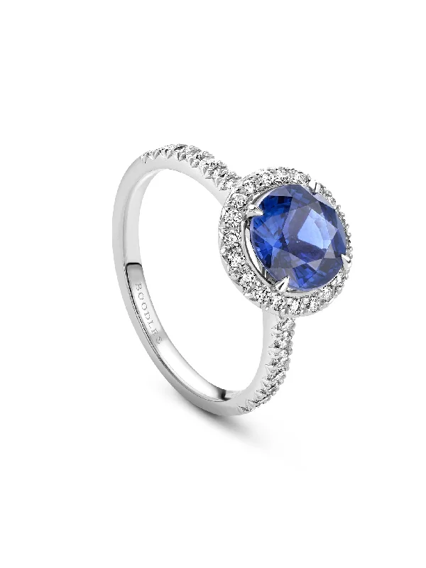 Women’s Designer Engagement Ring-Vintage Round Blue Sapphire Engagement Ring