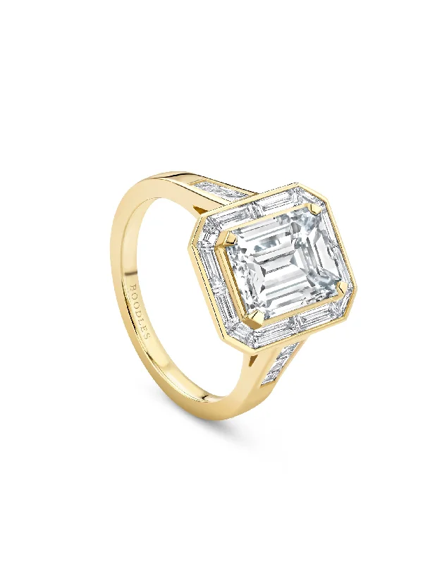 Adjustable Gold Ring-Vintage Emerald Cut Diamond Yellow Gold Ring