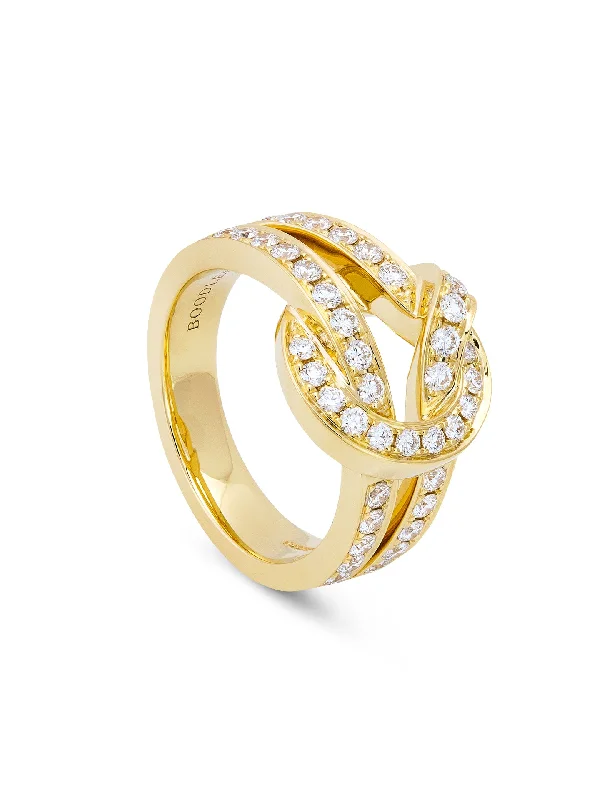 Custom Diamond Ring-The Knot Yellow Gold Diamond Ring