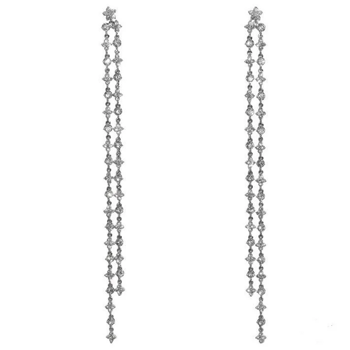 Art Deco Earrings-Mysta CZ Linear Chandelier Earrings | 200mm