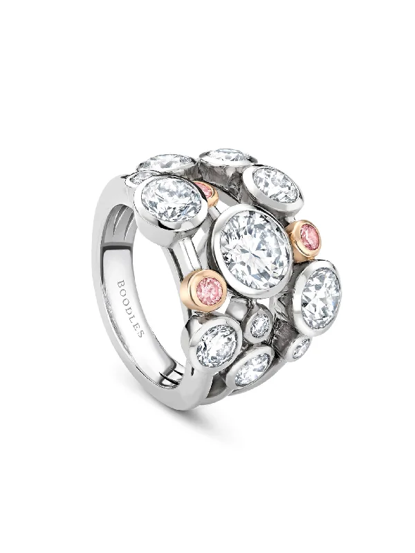 Two-Tone Engagement Ring-Raindance Pink and White Diamond Platinum Ring