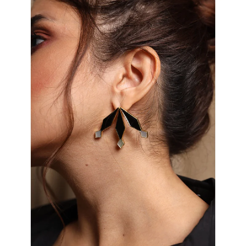 Freshwater Pearl Earrings-VARNIKA ARORA Blake Statement Earrings - Black